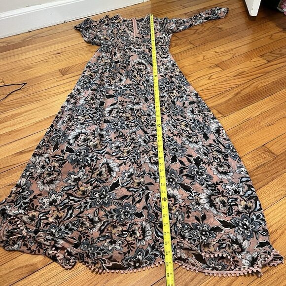 For Love & Lemons Grace Maxi Dress in Nude Floral Size Small - Picture 15 of 16